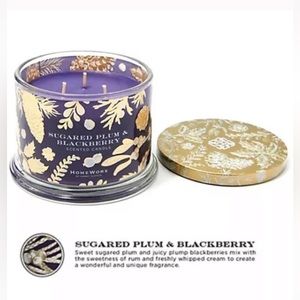 Homeworx Harry Slatkin Candle Sugared Plum Blackberry 3 Wick 14 oz